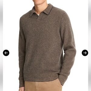 Vince Men’s Thermal Open Collar Polo Sweater - Size Small